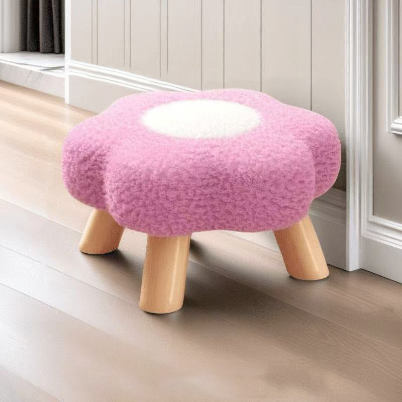 Lumendat Contemporary Creative Kids Lamb Fleece Flower-Shaped Stackable Low Stool Backless Armless Design For Living Room & Bedroom Lumendat