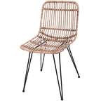 Contemporary Boho Rectangular Dining Chair - Premium Indonesian Rattan: Handwoven Natural Weave, Eco-Friendly Comfort & Sturdy Iron Legs For Dining Room Lumendat