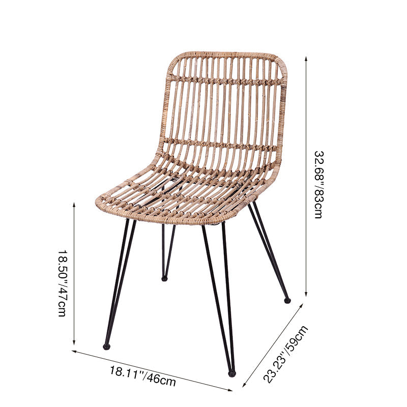 Contemporary Boho Rectangular Dining Chair - Premium Indonesian Rattan: Handwoven Natural Weave, Eco-Friendly Comfort & Sturdy Iron Legs For Dining Room Lumendat