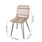 Contemporary Boho Rectangular Dining Chair - Premium Indonesian Rattan: Handwoven Natural Weave, Eco-Friendly Comfort & Sturdy Iron Legs For Dining Room Lumendat