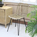 Contemporary Boho Rectangular Dining Chair - Premium Indonesian Rattan: Handwoven Natural Weave, Eco-Friendly Comfort & Sturdy Iron Legs For Dining Room Lumendat