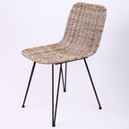 Contemporary Boho Rectangular Dining Chair - Premium Indonesian Rattan: Handwoven Natural Weave, Eco-Friendly Comfort & Sturdy Iron Legs For Dining Room Lumendat