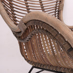 Contemporary Boho Accent Chair - Premium Indonesian Rattan: Natural Weave, Eco-Friendly Comfort & Sturdy Iron Leg Support For Living Room Lumendat