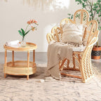 Handcrafted Indonesian Rattan Accent Chair - Boho Handwoven And Breathable Comfort For Living Room & Bedroom Lumendat