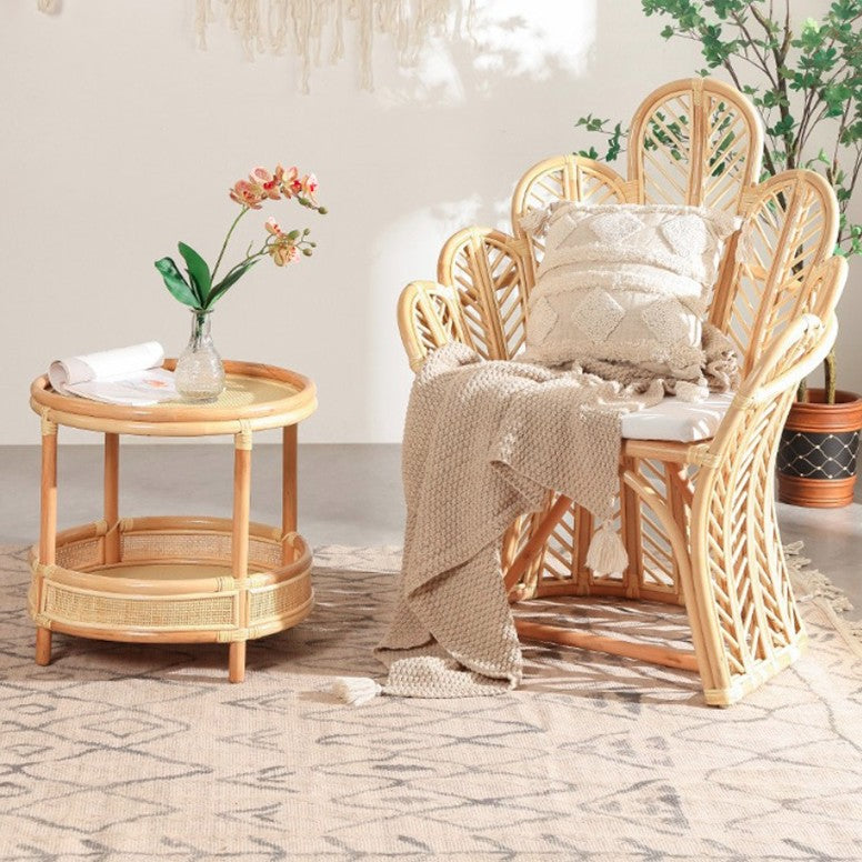 Handcrafted Indonesian Rattan Accent Chair - Boho Handwoven And Breathable Comfort For Living Room & Bedroom Lumendat