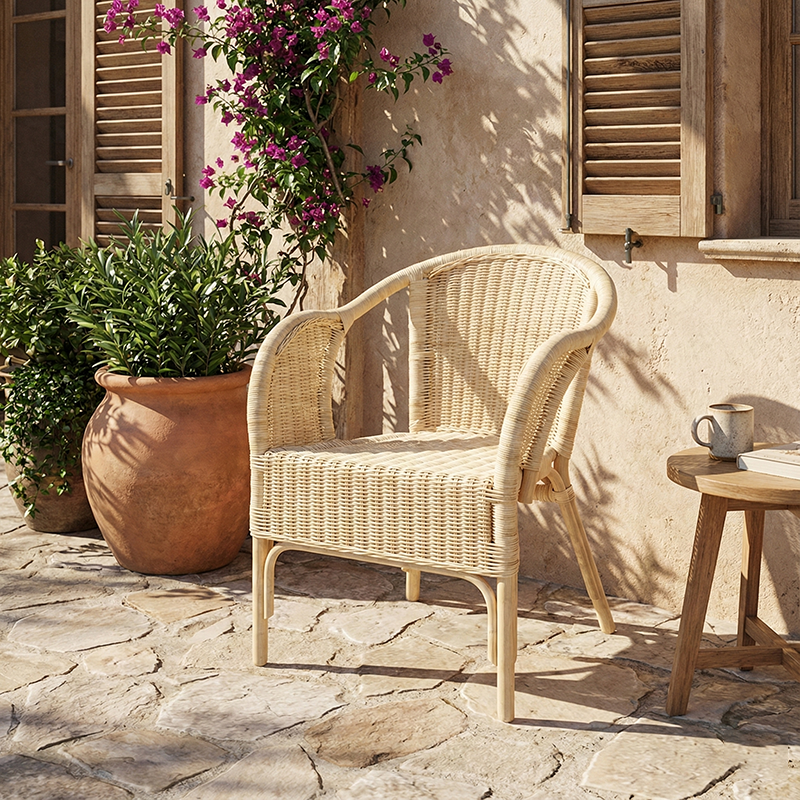 Premium Eco-friendly Rattan Dining Chair - Farmhouse Durable & Stylish Handwoven Craftsmanship For Dining Room Lumendat