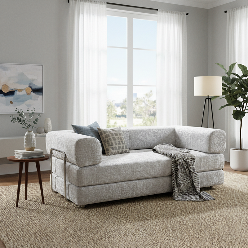 Space-Saving Compression Sofa Bed - Nordic Comfortable, Supportive & No Assembly Required For Living Room & Bedroom Lumendat