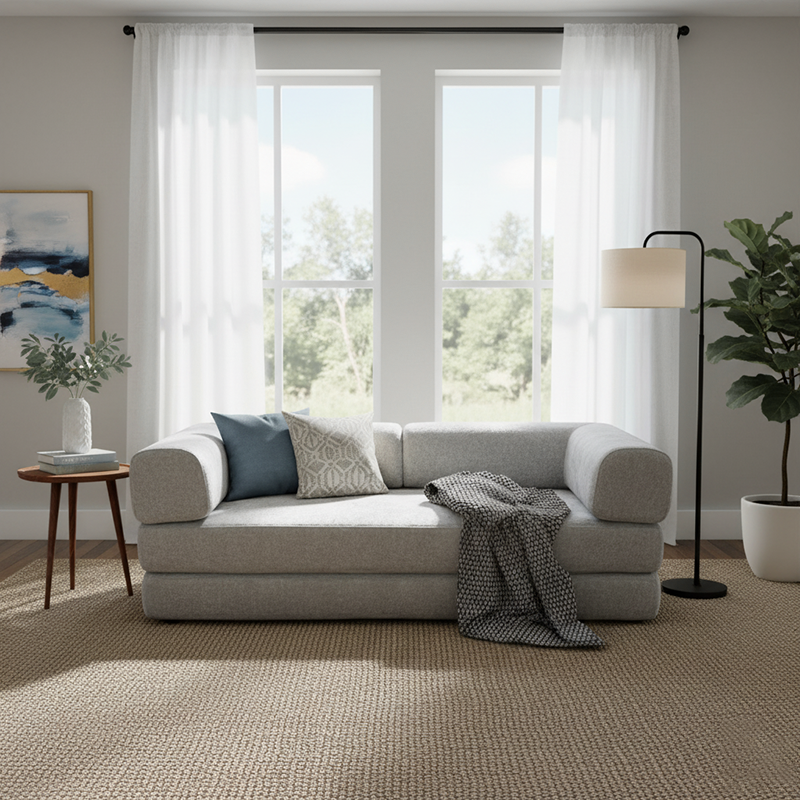 Space-Saving Compression Sofa Bed - Nordic Comfortable, Supportive & No Assembly Required For Living Room & Bedroom Lumendat
