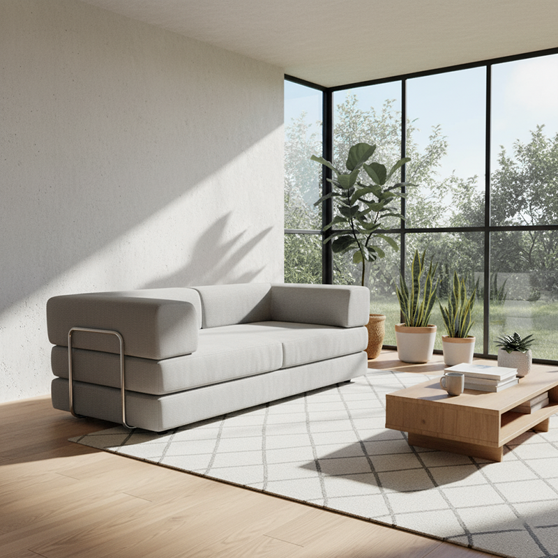 Space-Saving Compression Sofa Bed - Nordic Comfortable, Supportive & No Assembly Required For Living Room & Bedroom Lumendat