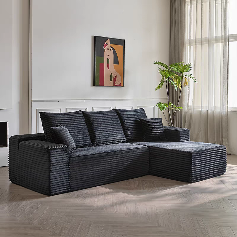 Compact 35D High-Resilience Foam Compression Sofa - Nordic Soft Corduroy Fabric Easy Storage For Living Room & Bedroom Lumendat