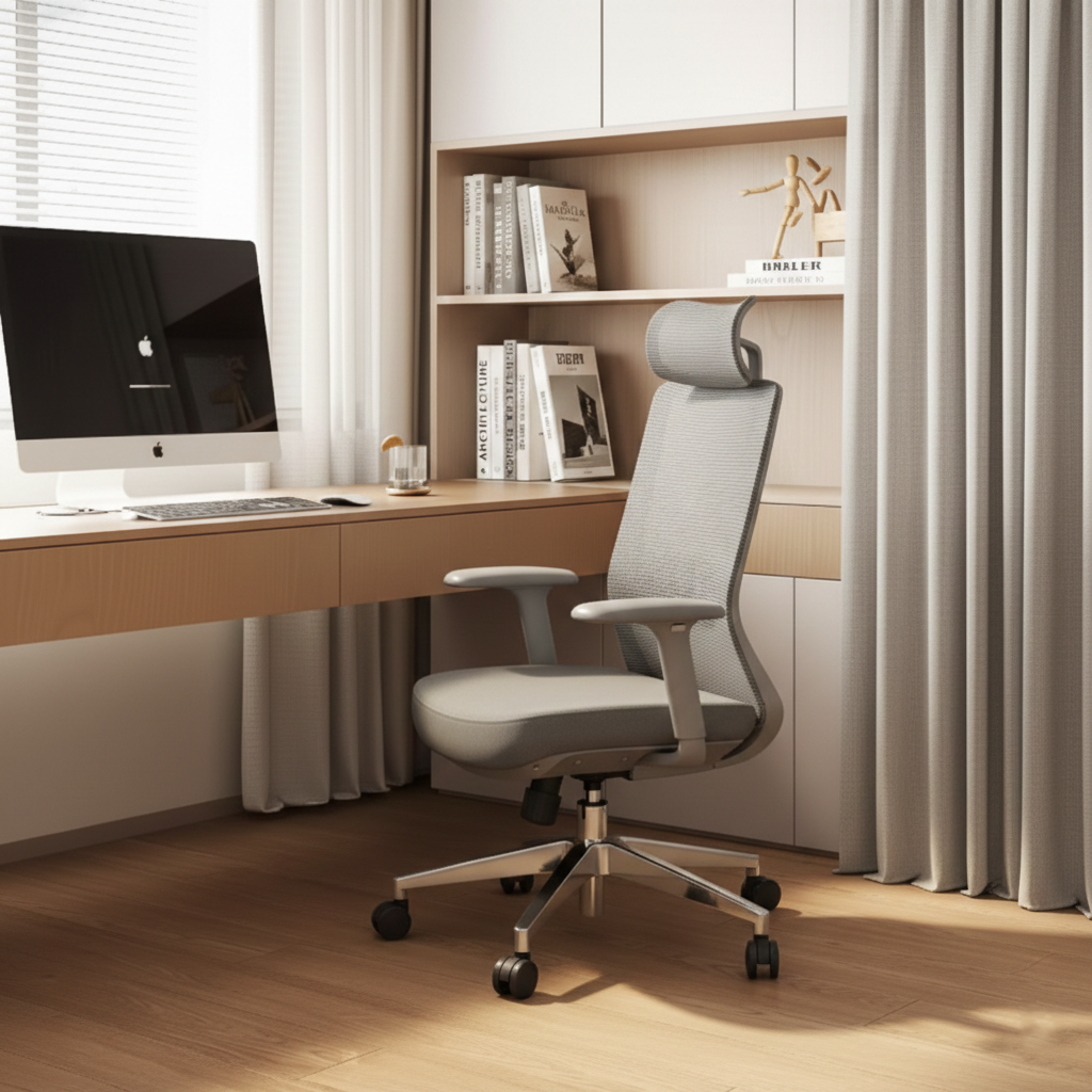 Ergonomic Adjustable Manager Desk Chair - Minimalist Durable High-Back Chair With 4D Adjustable Armrests & Silent Casters For Home Office Lumendat