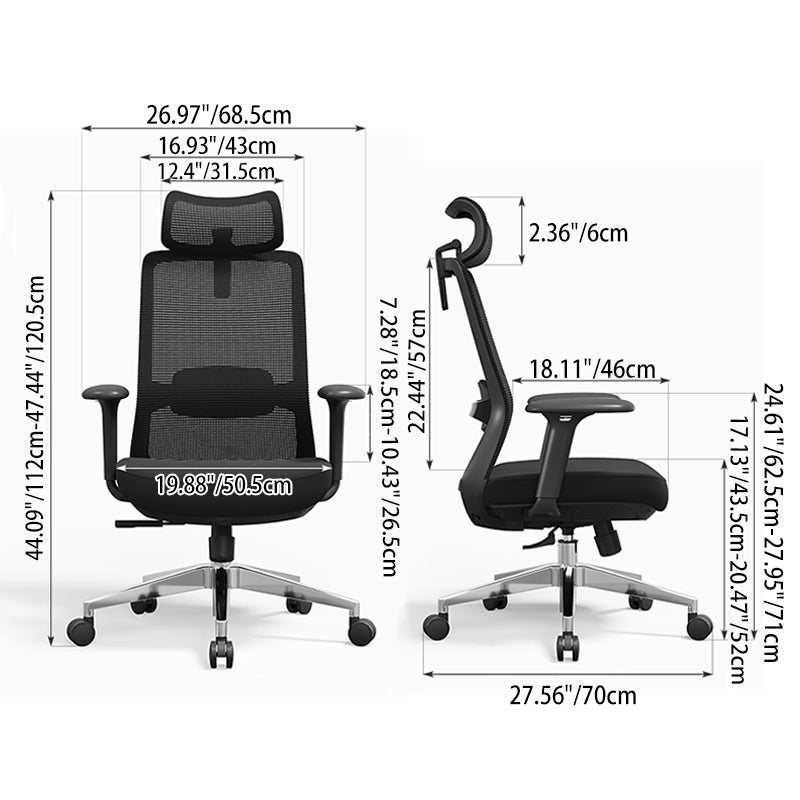 Premium Ergonomic High-Back Executive Desk Chair - Minimalist High-Back Chair With Adjustable Features & BIFMA Certified Casters For Home Office Lumendat