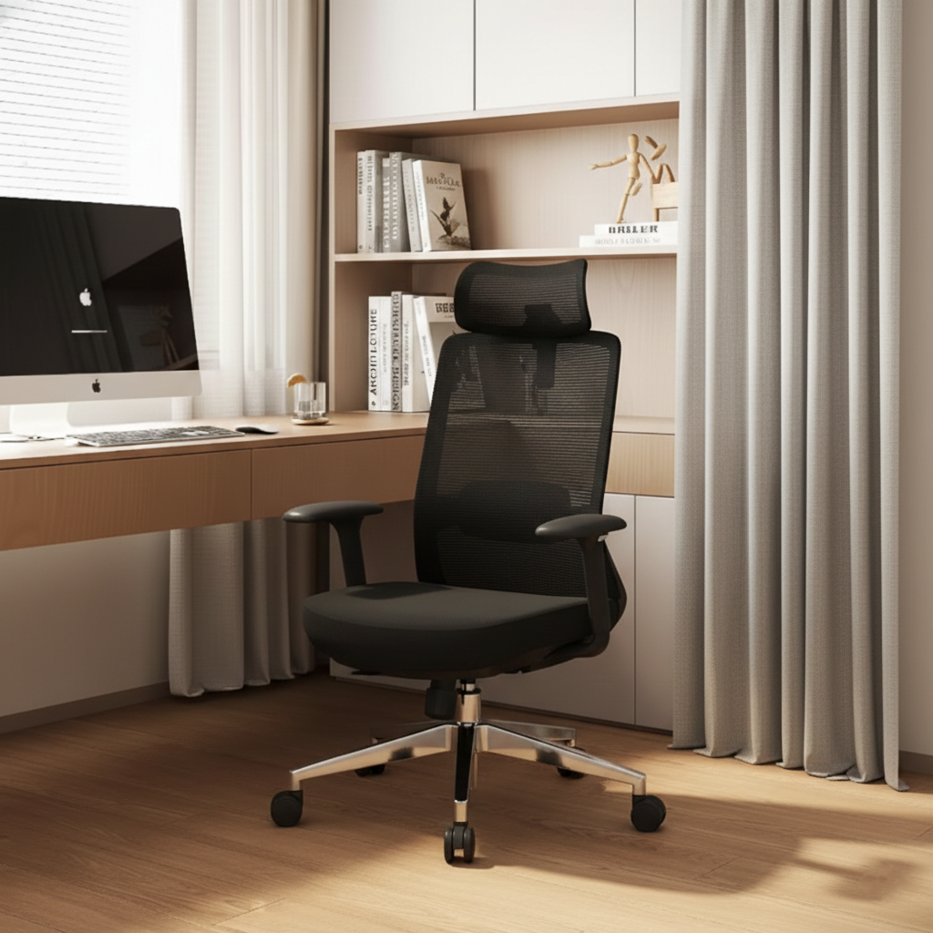 Premium Ergonomic High-Back Executive Desk Chair - Minimalist High-Back Chair With Adjustable Features & BIFMA Certified Casters For Home Office Lumendat
