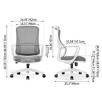 Memory Sponge Seat & Breathable Mesh Back Desk Chair - Minimalist PU Silent Casters & Butterfly Base For Home Office Lumendat