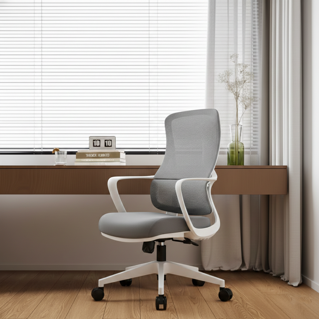 Memory Sponge Seat & Breathable Mesh Back Desk Chair - Minimalist PU Silent Casters & Butterfly Base For Home Office Lumendat