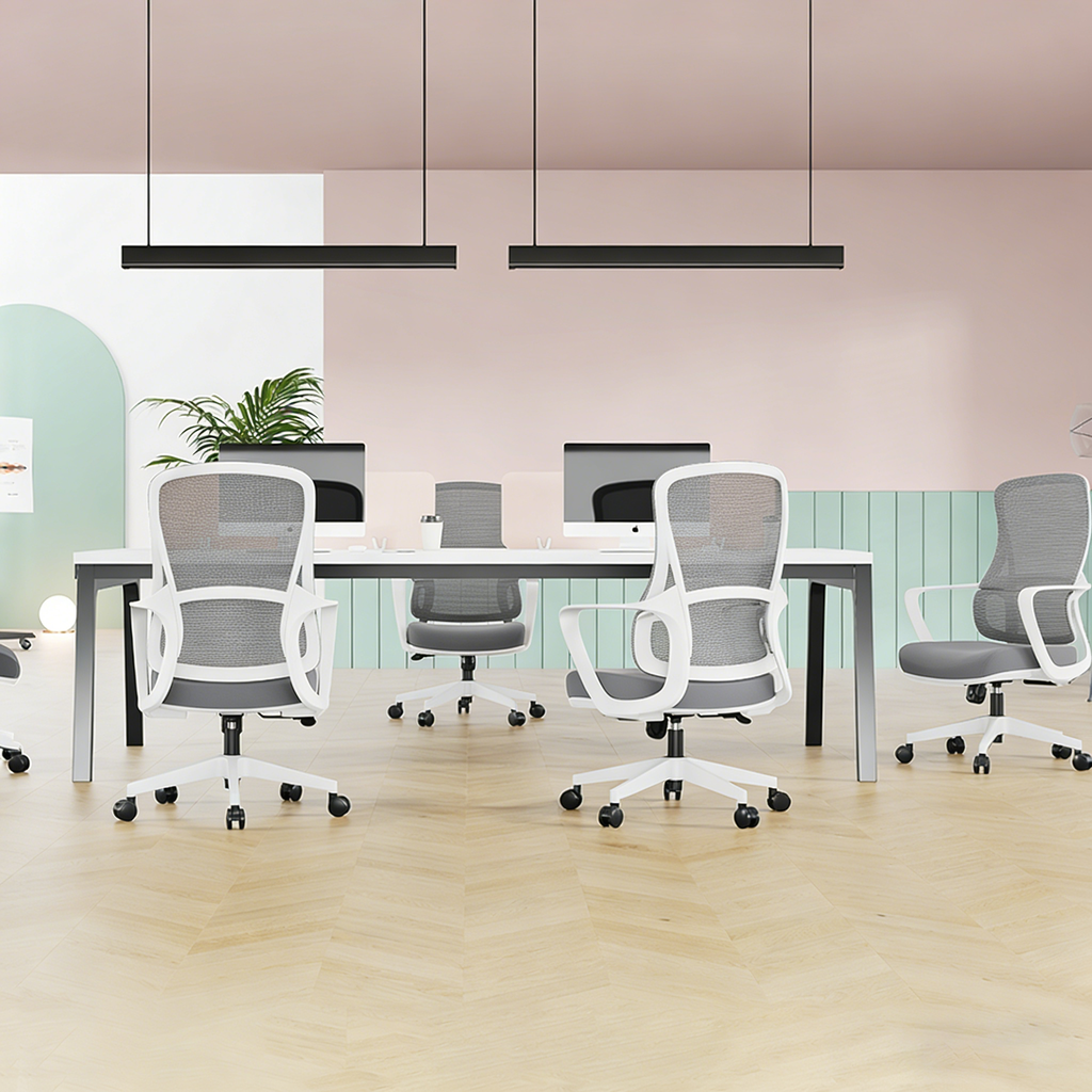 Memory Sponge Seat & Breathable Mesh Back Desk Chair - Minimalist PU Silent Casters & Butterfly Base For Home Office Lumendat
