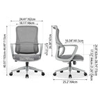 High-Quality Ergonomic Breathable Mesh Desk Chair - Minimalist Comfortable & Durable Office Chair With Lumbar Support & Silent Casters For Home Office Lumendat