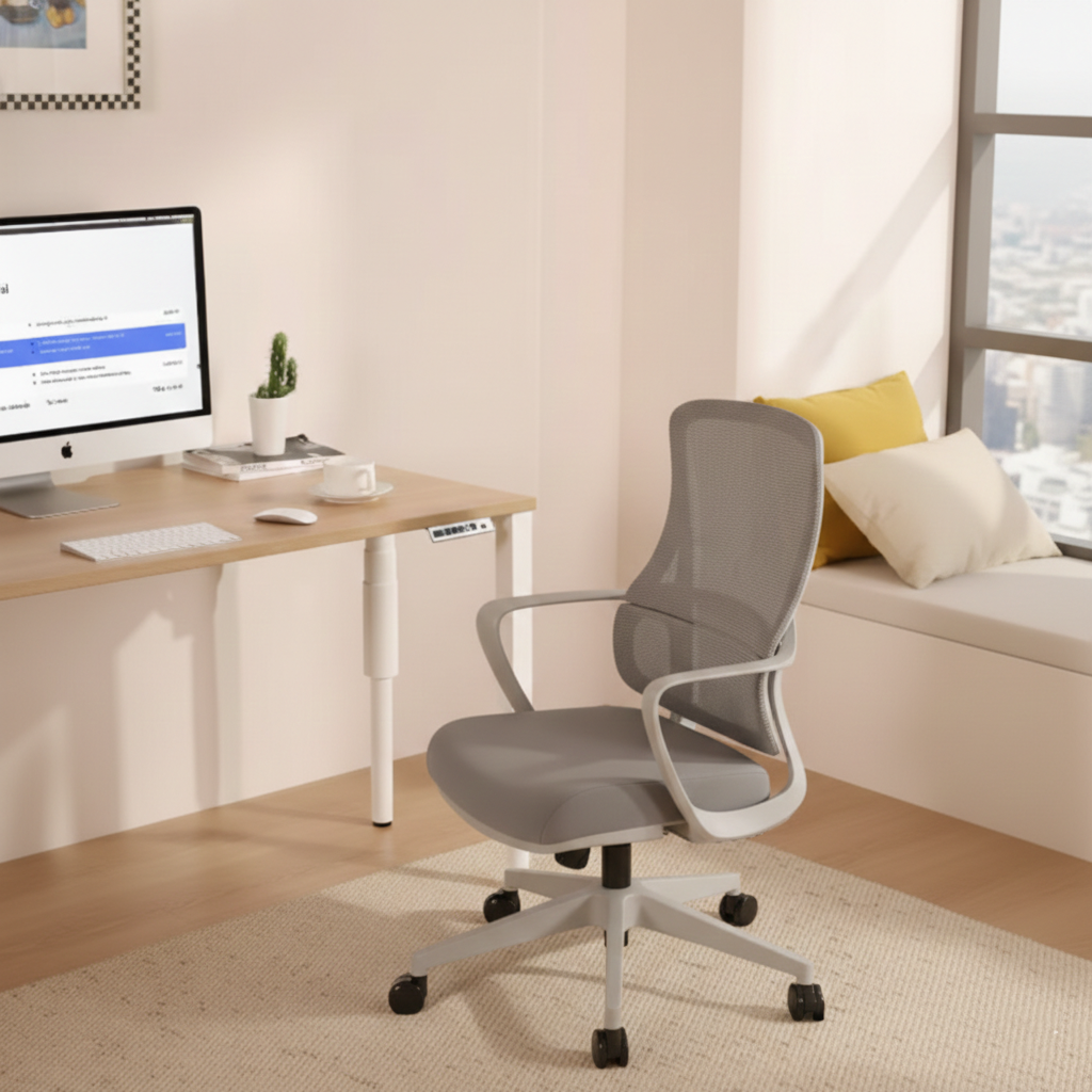 High-Quality Ergonomic Breathable Mesh Desk Chair - Minimalist Comfortable & Durable Office Chair With Lumbar Support & Silent Casters For Home Office Lumendat