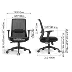 Adjustable Lumbar Support Ergonomic Mid-Back Desk Chair - Minimalist Memory Sponge Seat & BIFMA-Approved Casters For Home Office Lumendat