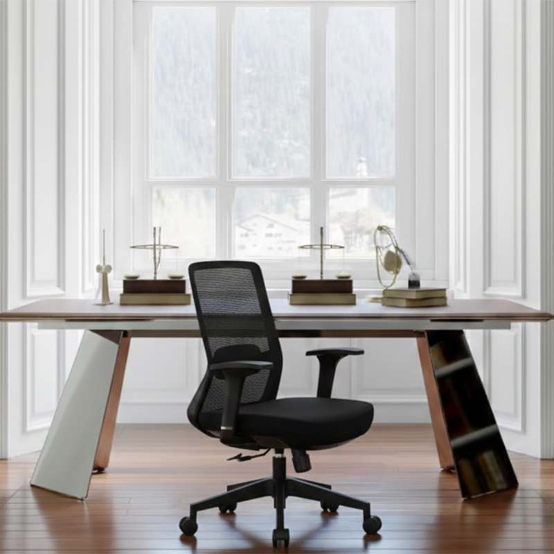 Adjustable Lumbar Support Ergonomic Mid-Back Desk Chair - Minimalist Memory Sponge Seat & BIFMA-Approved Casters For Home Office Lumendat