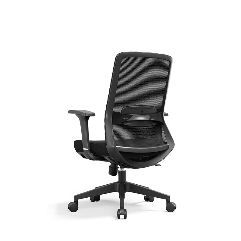 Adjustable Lumbar Support Ergonomic Mid-Back Desk Chair - Minimalist Memory Sponge Seat & BIFMA-Approved Casters For Home Office Lumendat