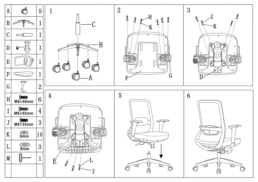 Adjustable Lumbar Support Ergonomic Mid-Back Desk Chair - Minimalist Memory Sponge Seat & BIFMA-Approved Casters For Home Office Lumendat