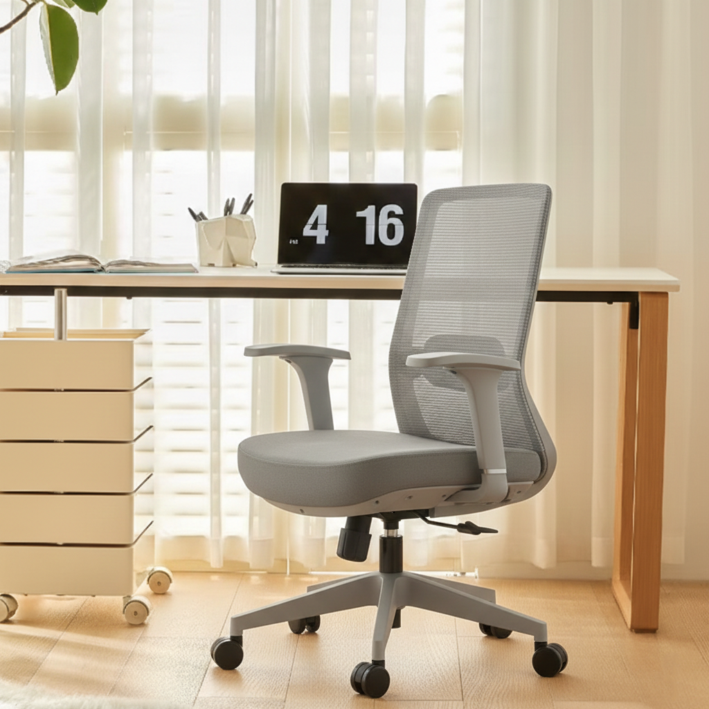 Ergonomic Mid-Back Desk Chair - Minimalist Office Chair With Adjustable Lumbar Support & Memory Sponge Seat For Home Office Lumendat