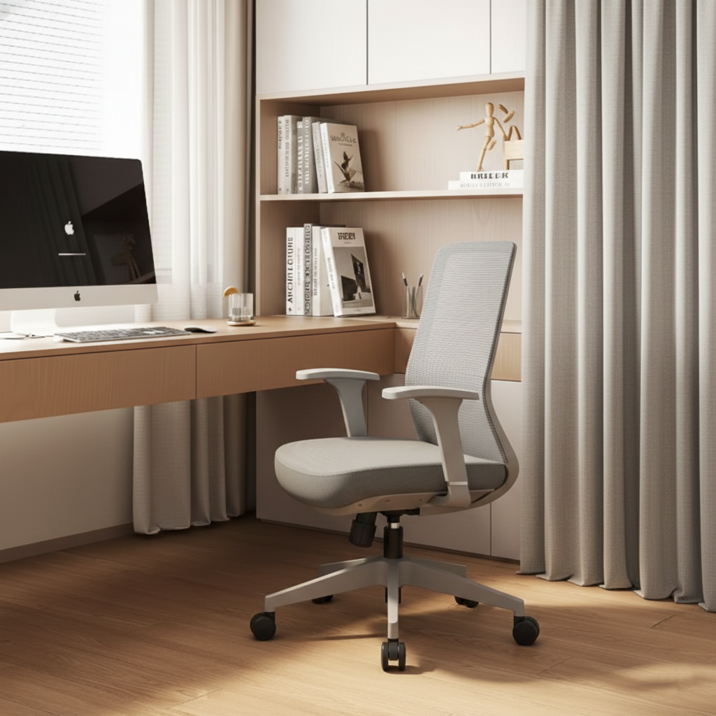 Ergonomic Mid-Back Desk Chair - Minimalist Office Chair With Adjustable Lumbar Support & Memory Sponge Seat For Home Office Lumendat