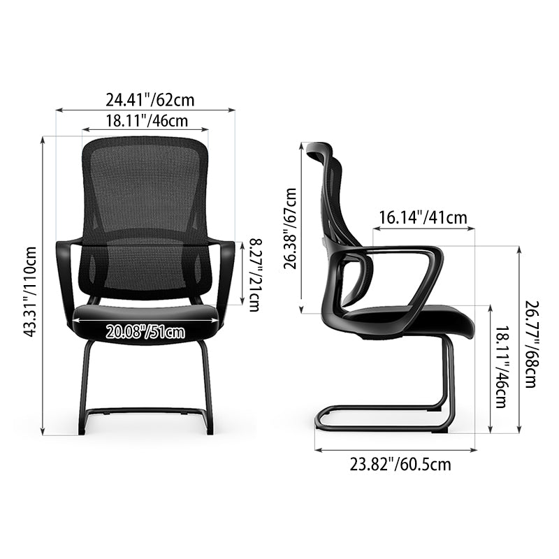 Stylish Black Mesh Executive Desk Chair - Minimalist High-End Visitor Chair With Memory Foam Seat & Steel Frame For Home Office Lumendat