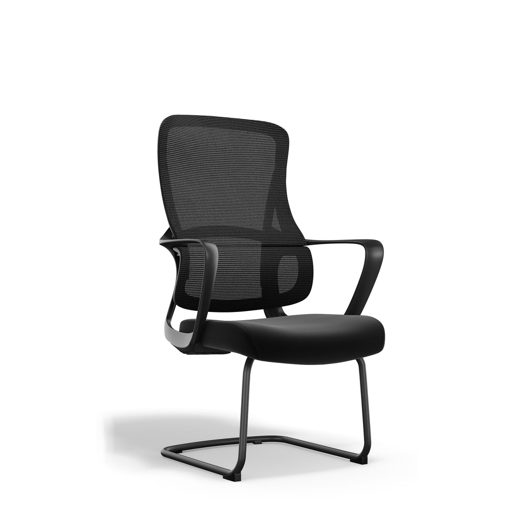 Stylish Black Mesh Executive Desk Chair - Minimalist High-End Visitor Chair With Memory Foam Seat & Steel Frame For Home Office Lumendat