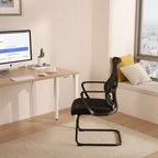 Stylish Black Mesh Executive Desk Chair - Minimalist High-End Visitor Chair With Memory Foam Seat & Steel Frame For Home Office Lumendat