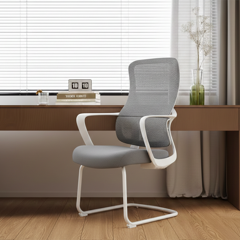 Modern Fixed Armrests Mesh Fabric Desk Chair - Minimalist Lumbar Support & Durable A3 Steel Frame For Home Office Lumendat