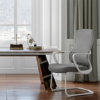 Modern Fixed Armrests Mesh Fabric Desk Chair - Minimalist Lumbar Support & Durable A3 Steel Frame For Home Office Lumendat