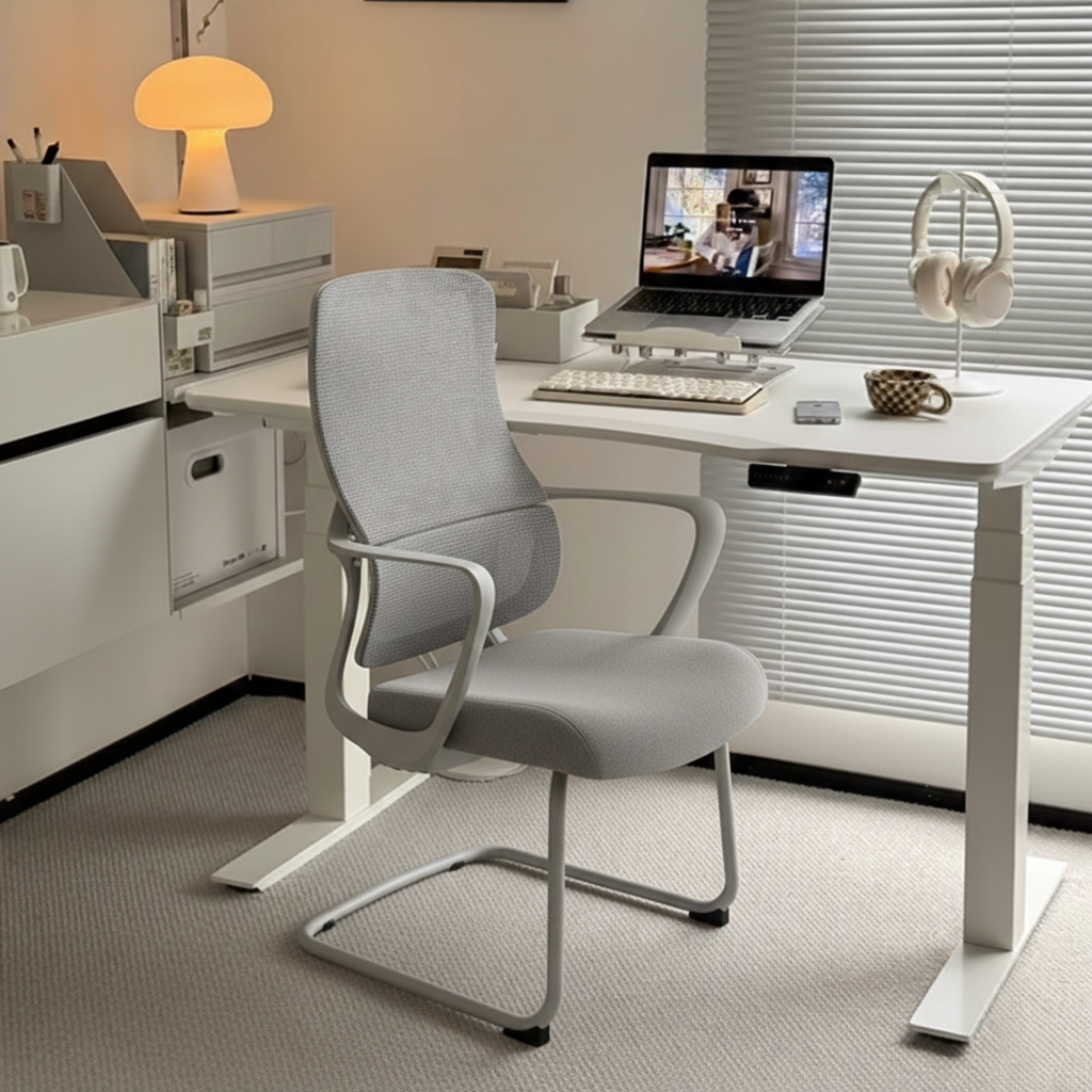 Premium Gray Executive Back Support & Stylish Design Desk Chair - Minimalist Chair With Ergonomic Breathable Mesh For Home Office Lumendat