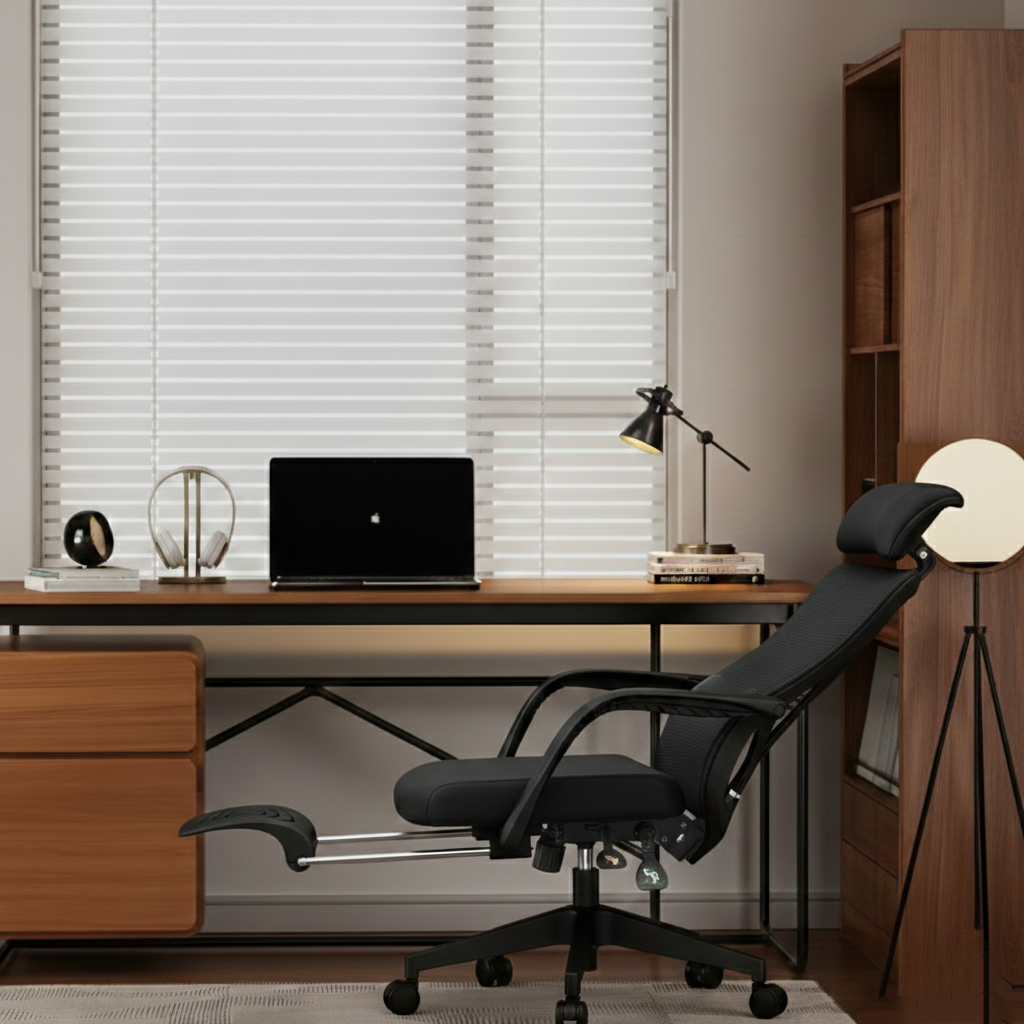 Peacock Back Adjustable Recliner Desk Chair - Minimalist Ergonomic Design 150° Recline & Breathable Mesh & SGS Certified Gas Lift For Home Office Lumendat