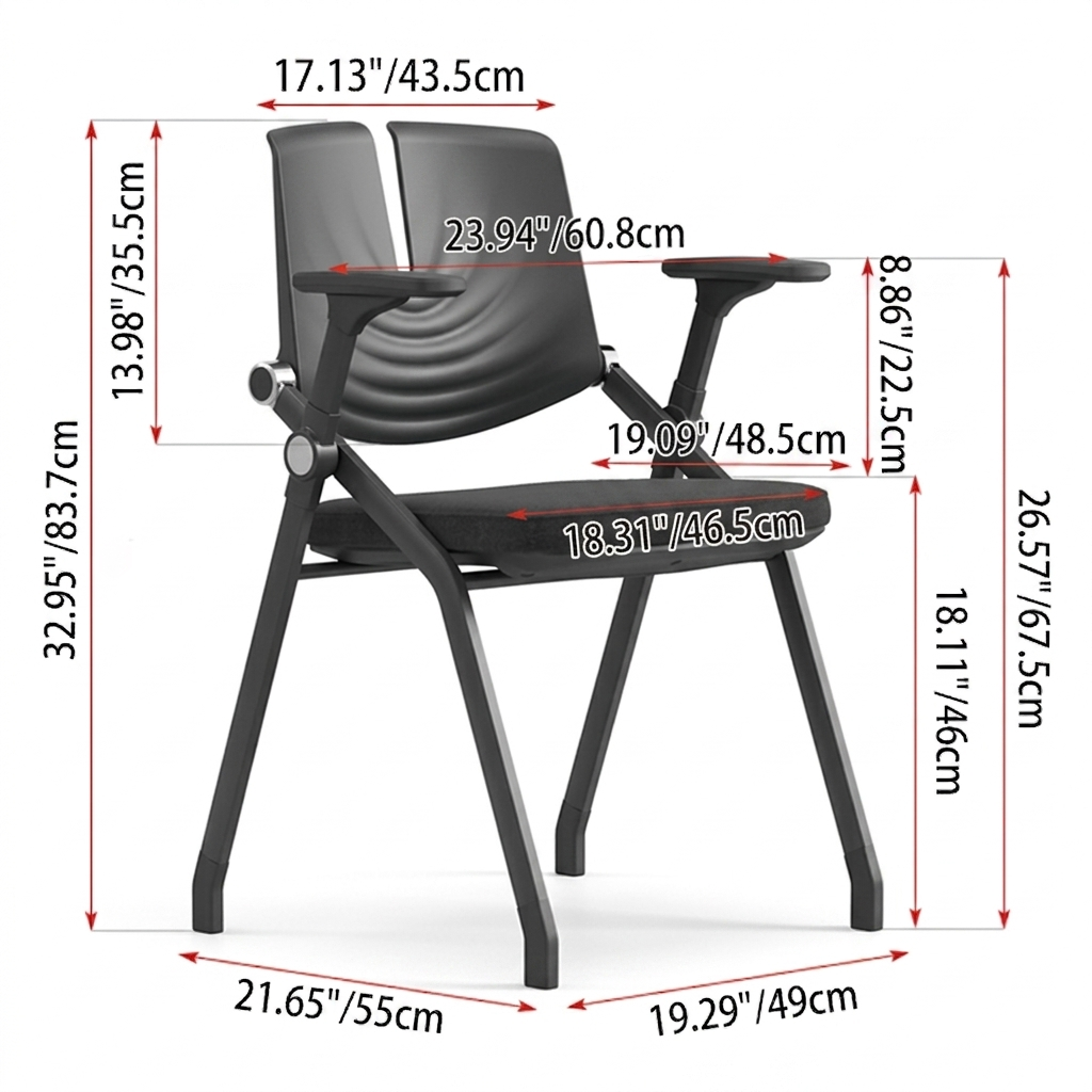 Comfort & Durability Ergonomic Foldable Desk Chair - Minimalist White Frame Chair Adjustable Backrest & Silent Casters Design For Home Office Lumendat