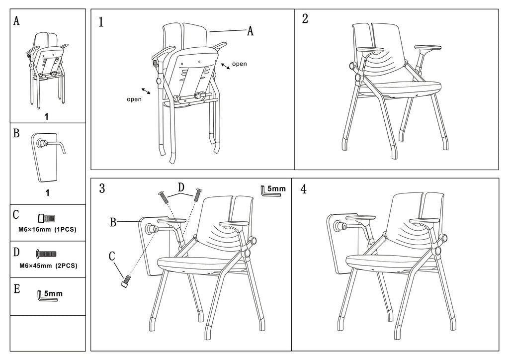 Comfort & Durability Ergonomic Foldable Desk Chair - Minimalist White Frame Chair Adjustable Backrest & Silent Casters Design For Home Office Lumendat
