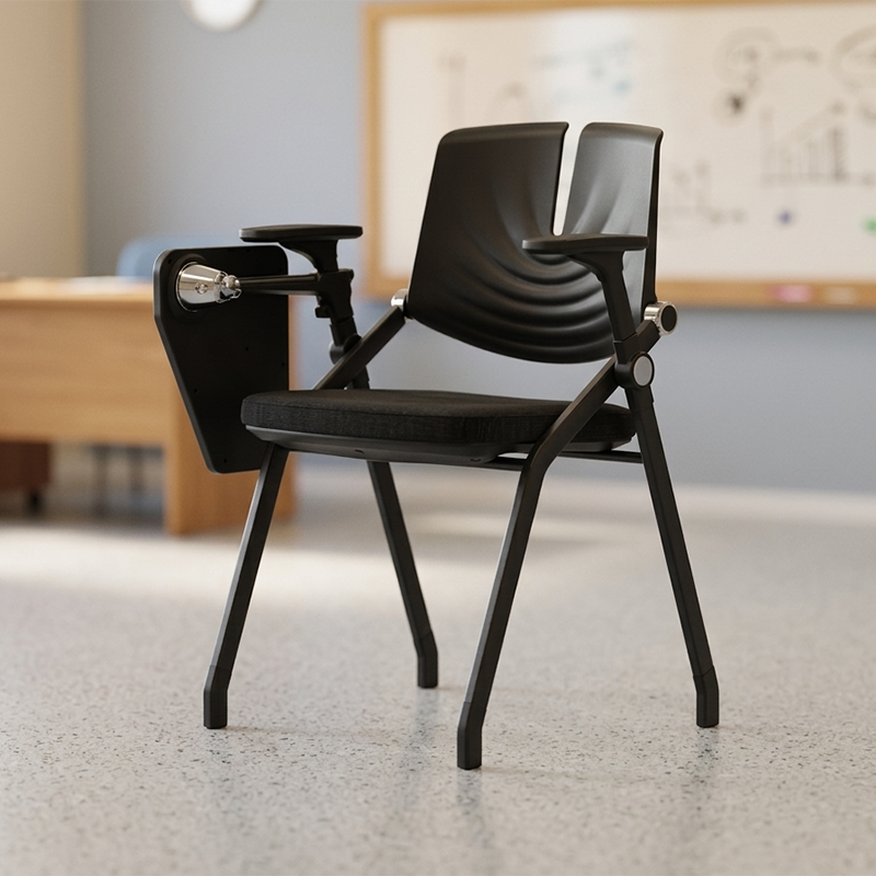 Premium High-Density Sponge Ergonomic Desk Chair - Minimalist Foldable Chair With Adjustable Armrests & Writing Board For Home Office Lumendat