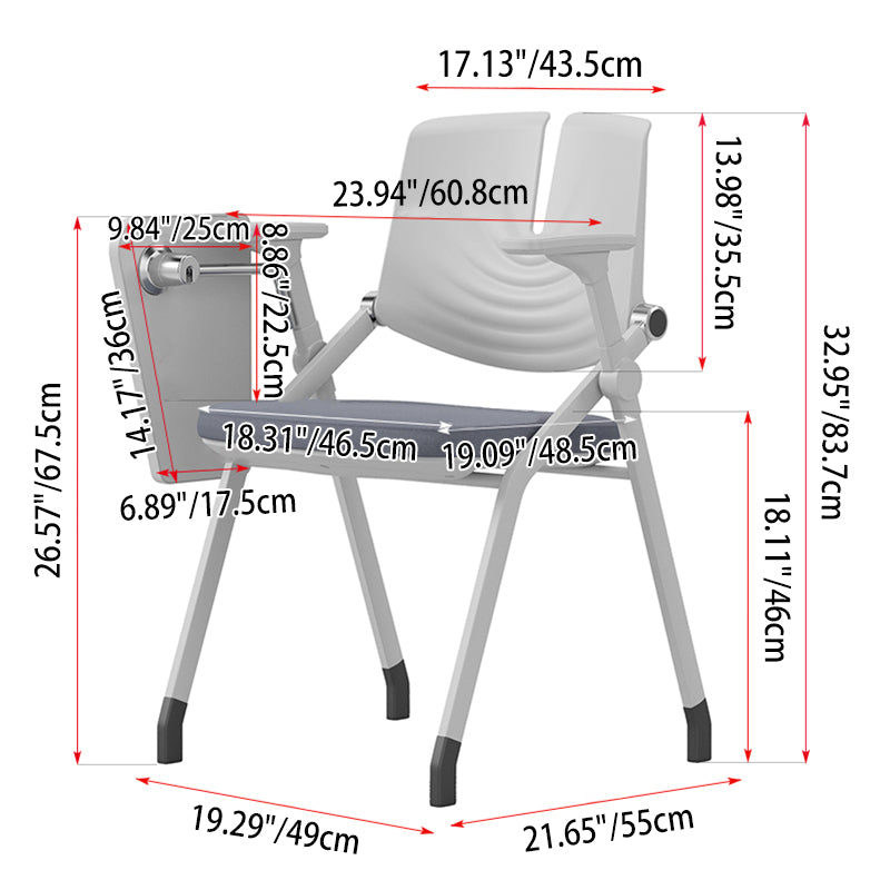Space-Saving Foldable 180° Rotating Writing Board Desk Chair - Minimalist Silent Casters & Adjustable Armrests & Comfortable & Practical For Home Office Lumendat