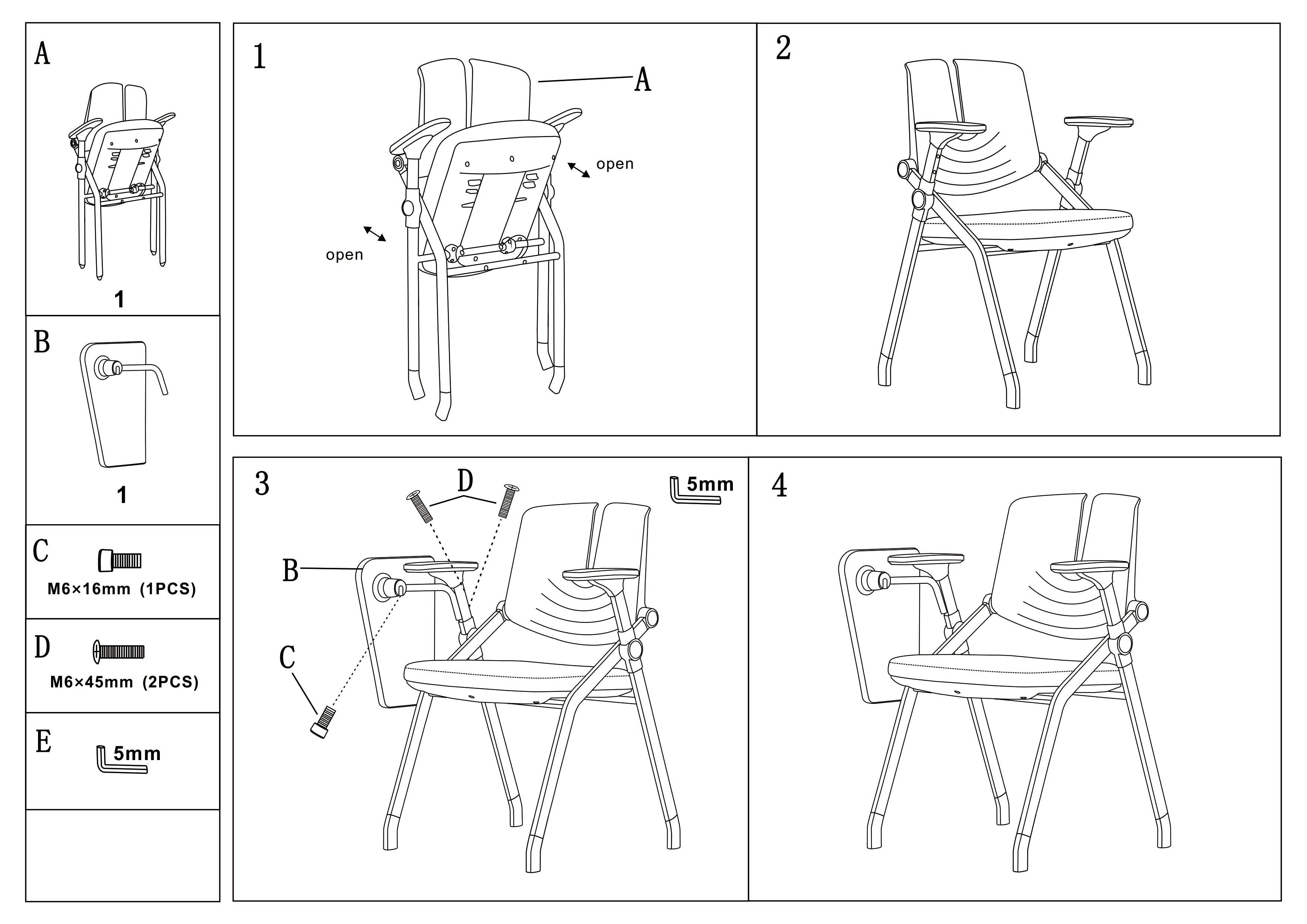 Space-Saving Foldable 180° Rotating Writing Board Desk Chair - Minimalist Silent Casters & Adjustable Armrests & Comfortable & Practical For Home Office Lumendat