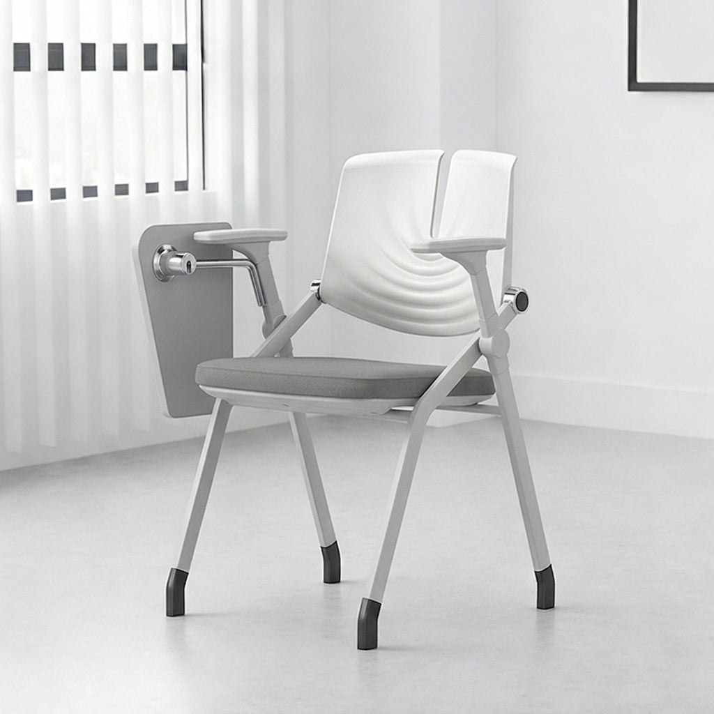 Space-Saving Foldable 180° Rotating Writing Board Desk Chair - Minimalist Silent Casters & Adjustable Armrests & Comfortable & Practical For Home Office Lumendat