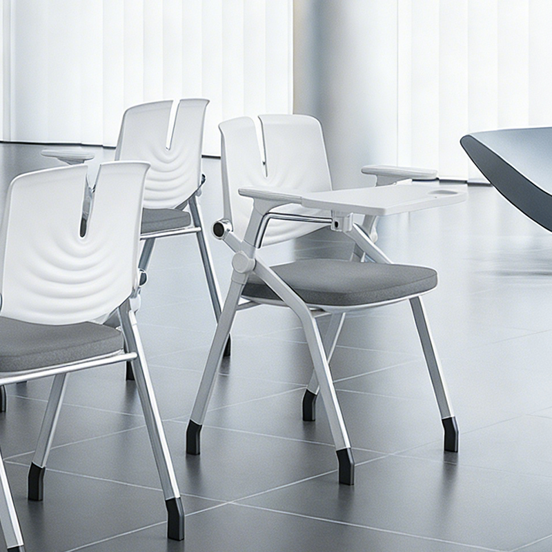 Space-Saving Foldable 180° Rotating Writing Board Desk Chair - Minimalist Silent Casters & Adjustable Armrests & Comfortable & Practical For Home Office Lumendat