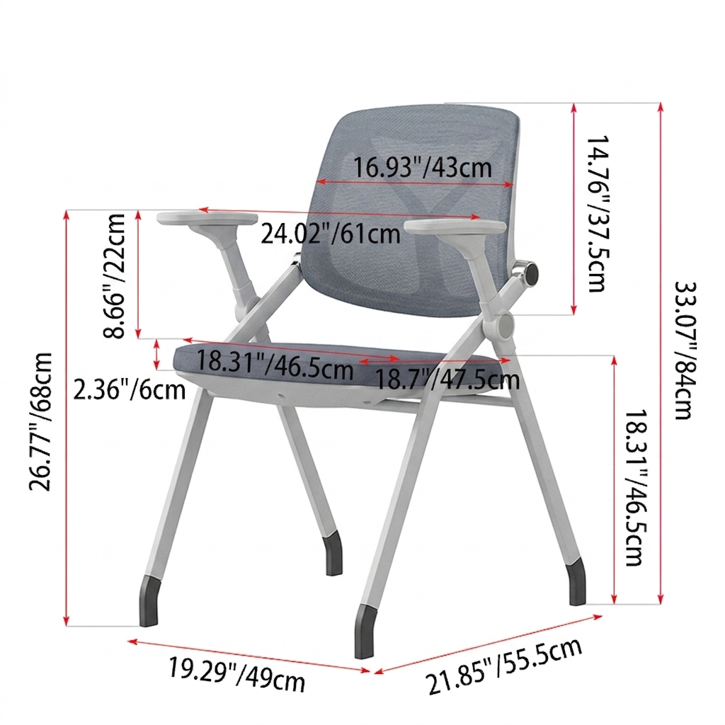Modern PP Armrest & Mesh Back Ergonomic Folding Desk Chair - Minimalist High-Density Sponge Seat & Durable Frame For Home Office Lumendat