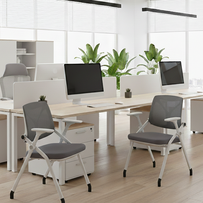 Modern PP Armrest & Mesh Back Ergonomic Folding Desk Chair - Minimalist High-Density Sponge Seat & Durable Frame For Home Office Lumendat