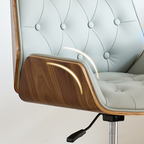Contemporary Nordic Swivel Microfiber & Genuine Leather Wood Steel Square Desk Chair With Armrest And Backrest For Home Office Or Study DFM-F