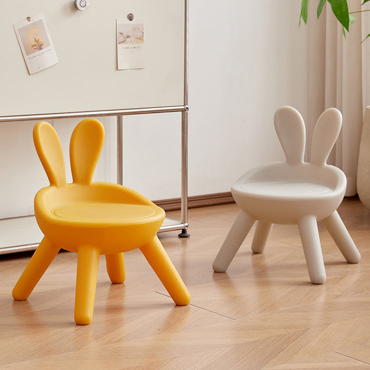 Lumendat Contemporary Creative Kids PE Bunny Ear Round Footstool With Backrest For Entryway And Living Room Lumendat