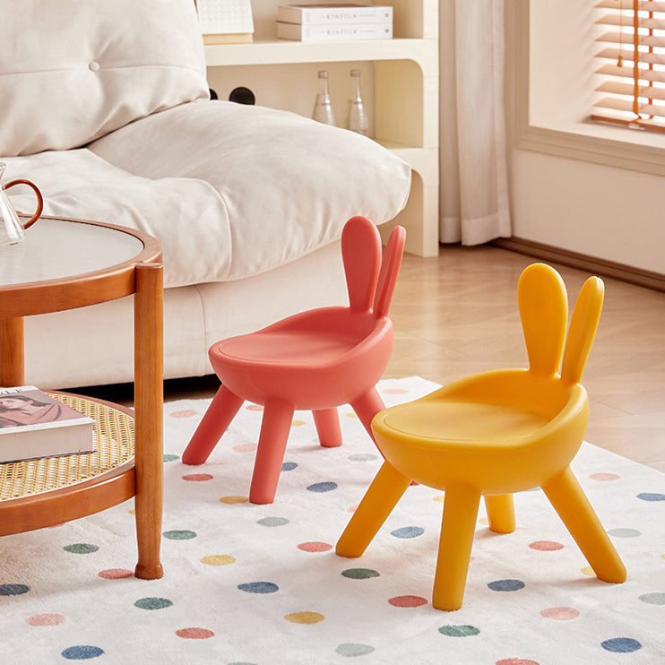 Lumendat Contemporary Creative Kids PE Bunny Ear Round Footstool With Backrest For Entryway And Living Room Lumendat