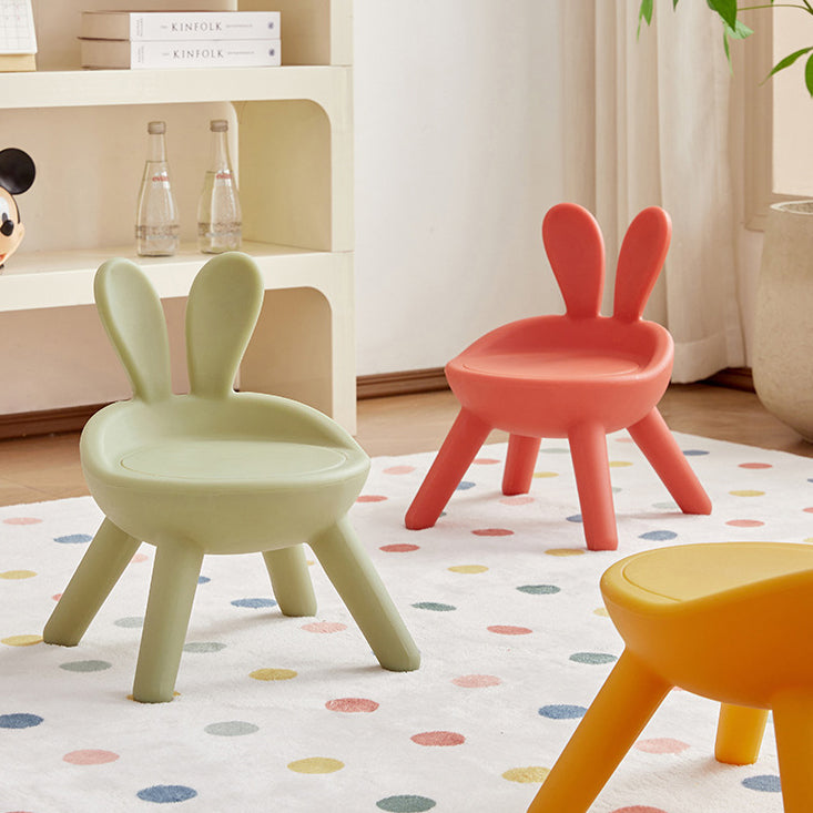 Lumendat Contemporary Creative Kids PE Bunny Ear Round Footstool With Backrest For Entryway And Living Room Lumendat