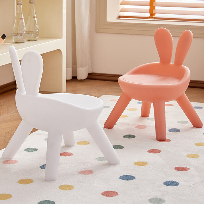 Lumendat Contemporary Creative Kids PE Bunny Ear Round Footstool With Backrest For Entryway And Living Room Lumendat