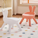 Lumendat Contemporary Creative Kids PE Bunny Ear Round Footstool With Backrest For Entryway And Living Room Lumendat